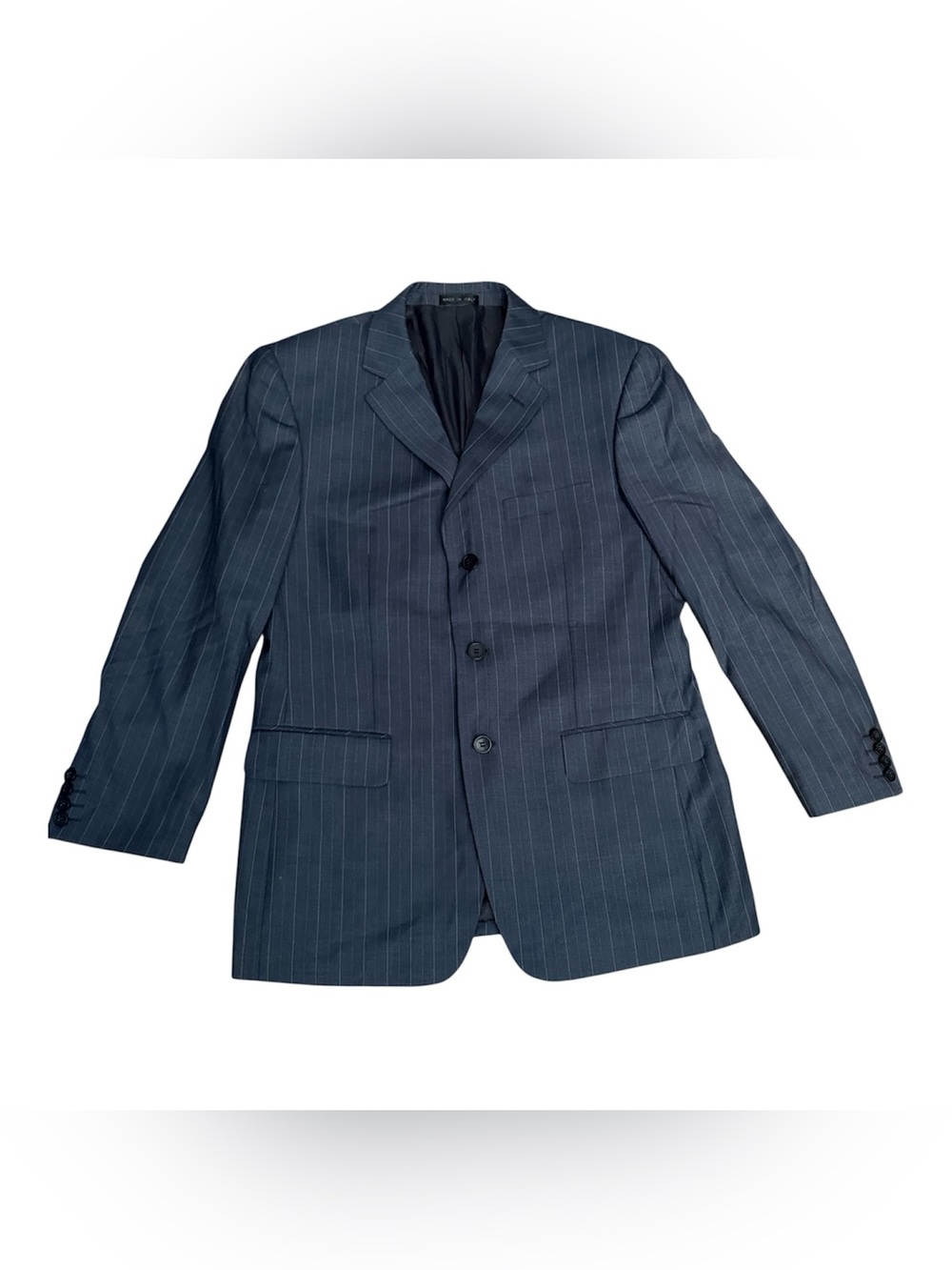 Ermenegildo Zegna Blazer Mens 50 Charcoal Pinstripe Wool Made in Italy